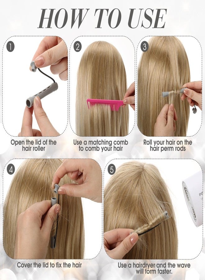XunYee Gray 200 Piece Hair Perm Rods Set Plastic Cold Ironing Stick, Heatless Perming Rods Hair Curlers Rollers with Pintail Comb and Tote Bag for Long Short Straight Curly Natural DIY (Elegant) - Image 4